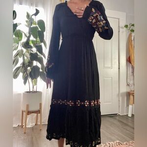 Francesca’s Collections Miami Boho Black Maxi Dress XS.